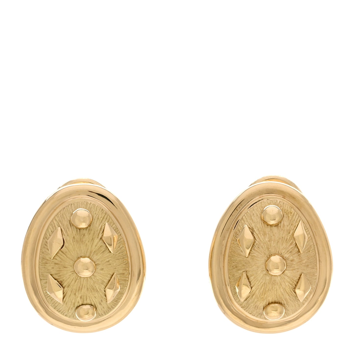 18K Yellow Gold Schlumberger Lozenge Clip Earrings