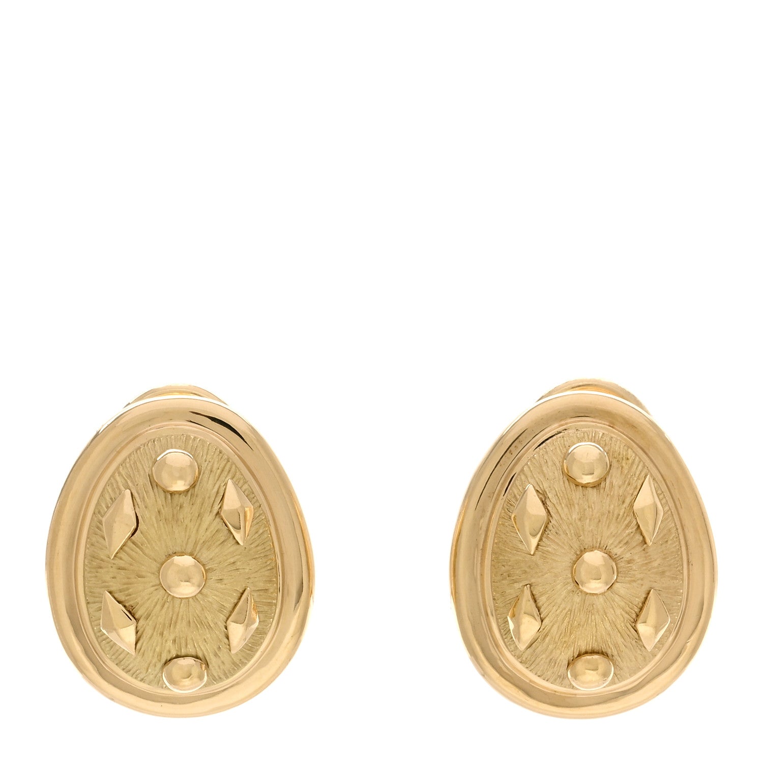 Tiffany 18K Yellow Gold Schlumberger Lozenge Clip Earrings 1 of 5