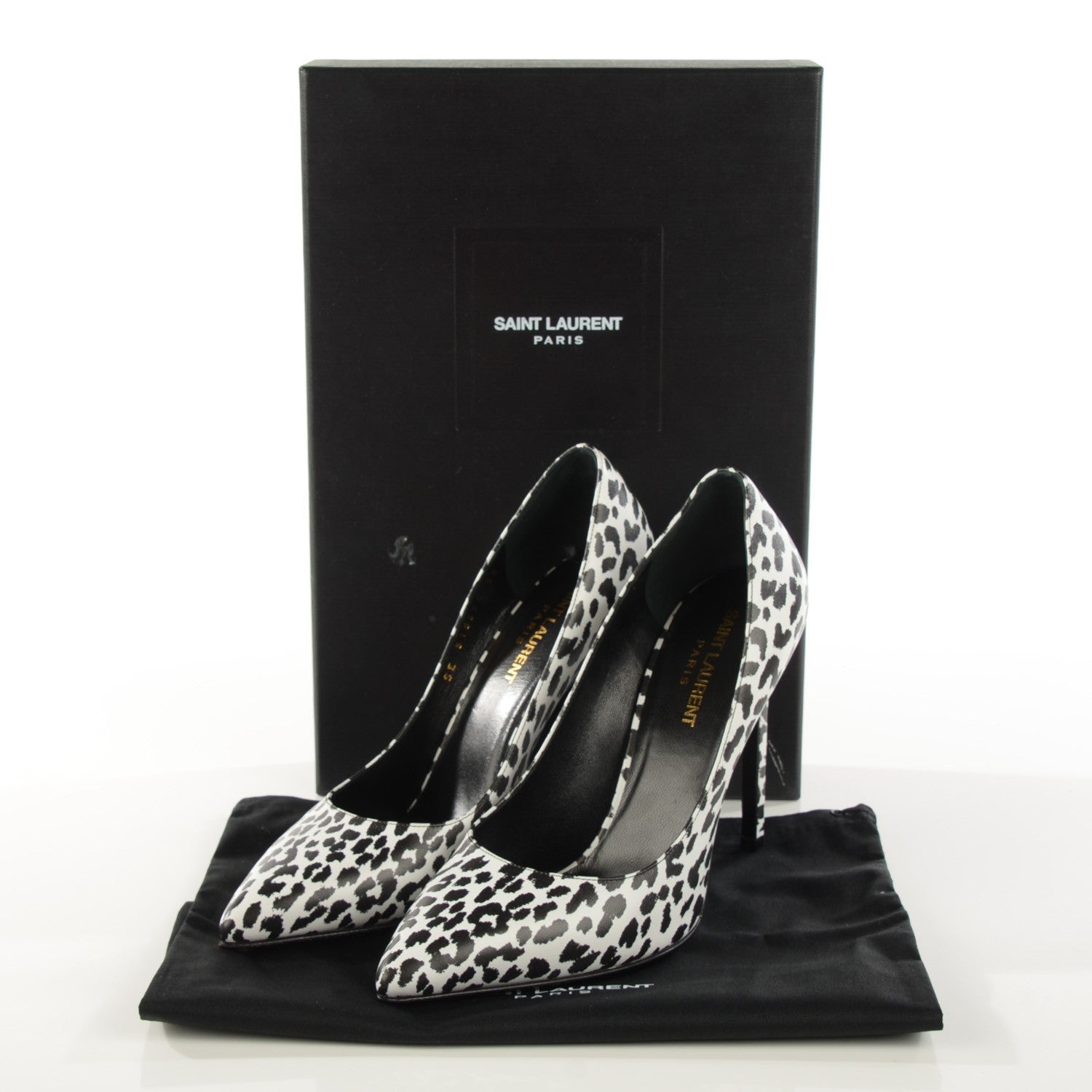 Saint Laurent Soft Calfskin Baby Cat Paris 105 Pumps 38 Bianco Nero Black 5 of 8