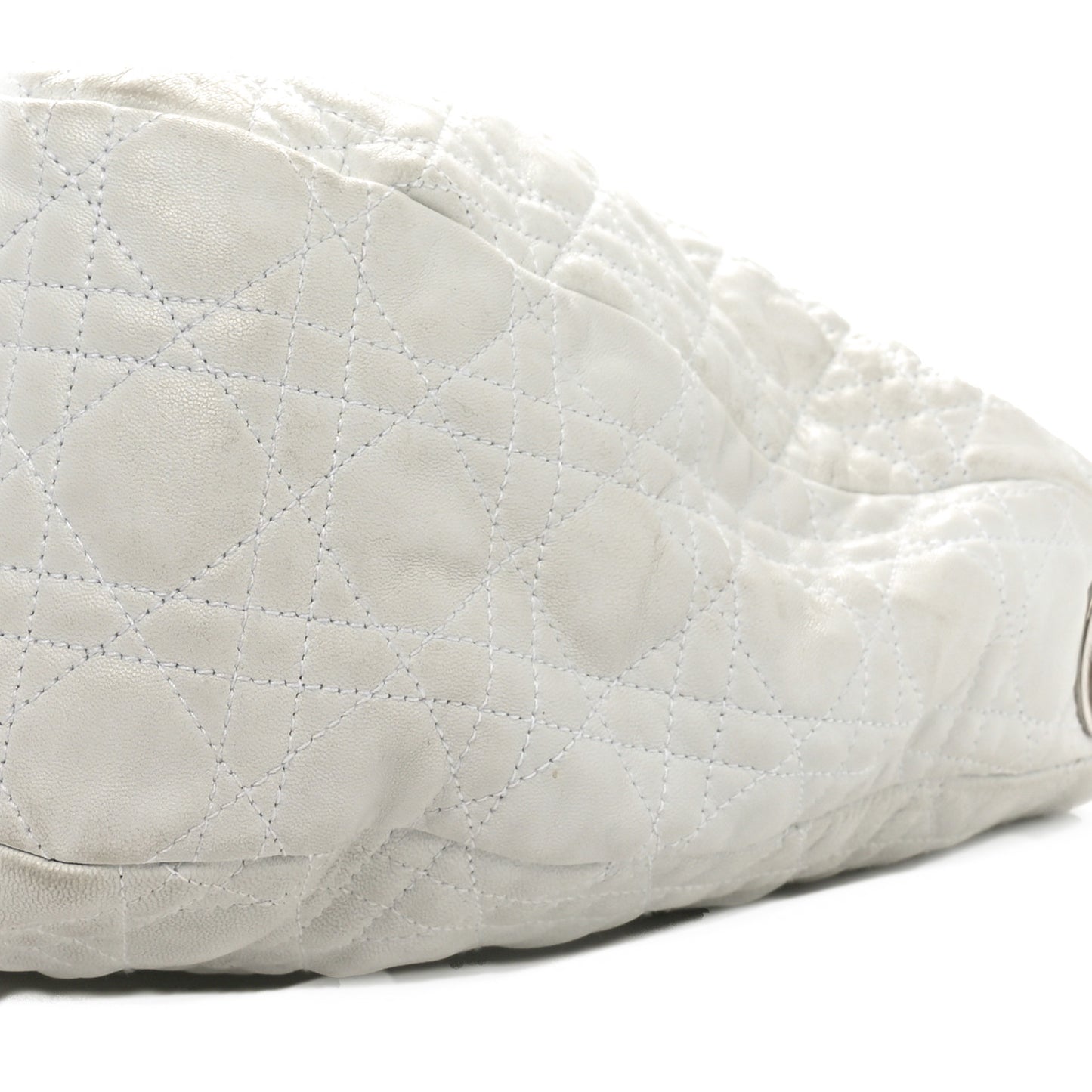 Lambskin Cannage Large Dior Soft Hobo White