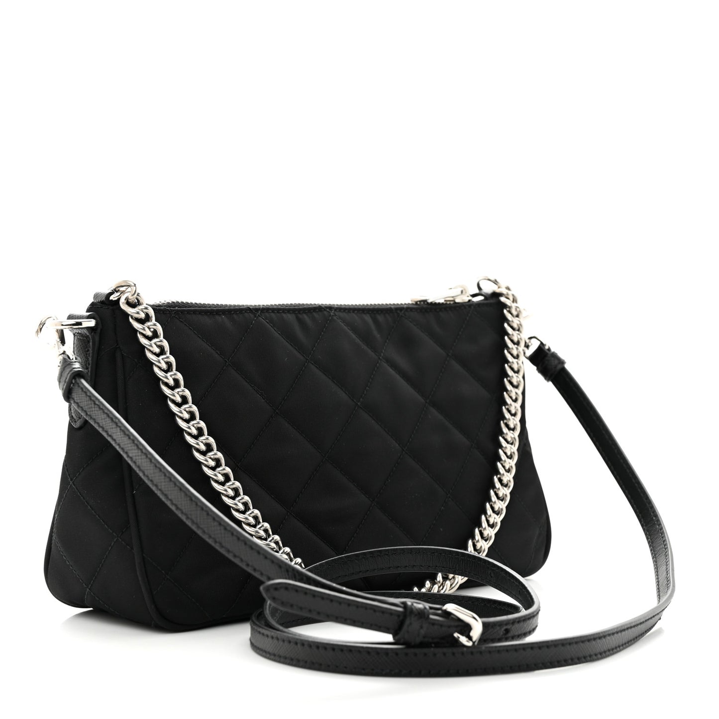 Nylon Tessuto Impuntu Quilted Crossbody Bag Black