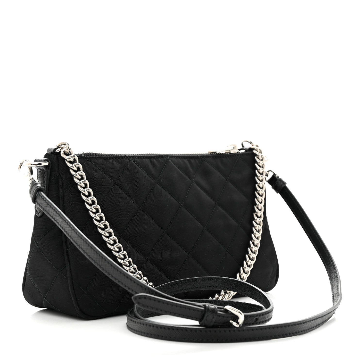 Prada Nylon Tessuto Impuntu Quilted Crossbody Bag Black 3 of 10