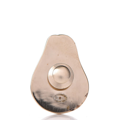 Chanel Resin Pearl CC Avocado Brooch Green Light Gold 3 of 7