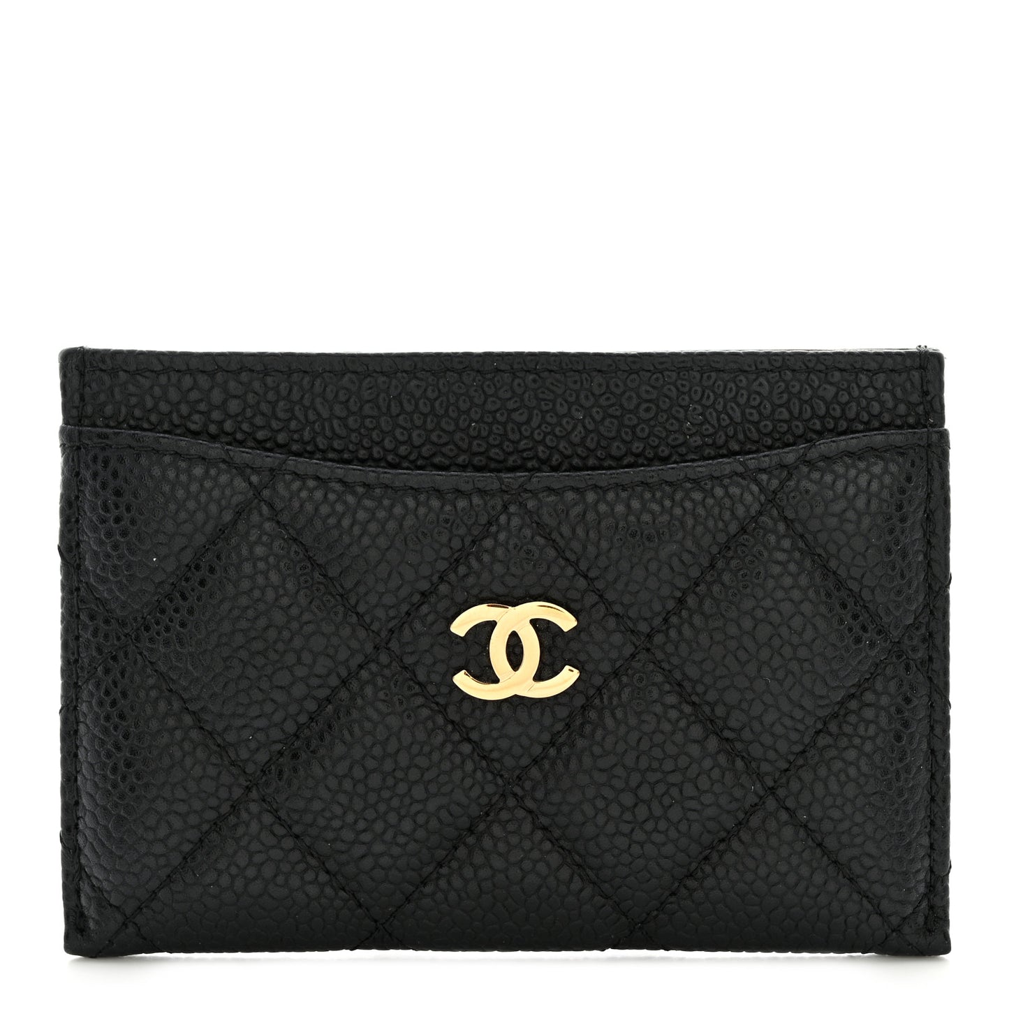 Caviar Quilted Card Holder Black