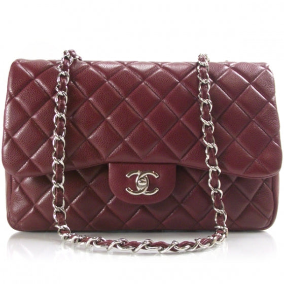 Caviar JUMBO Classic Flap Dark Red