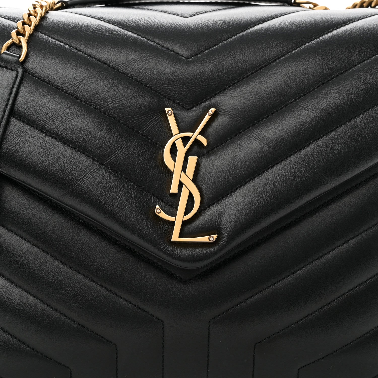 Saint Laurent Calfskin Y Quilted Monogram Medium Loulou Chain Satchel Black 8 of 11