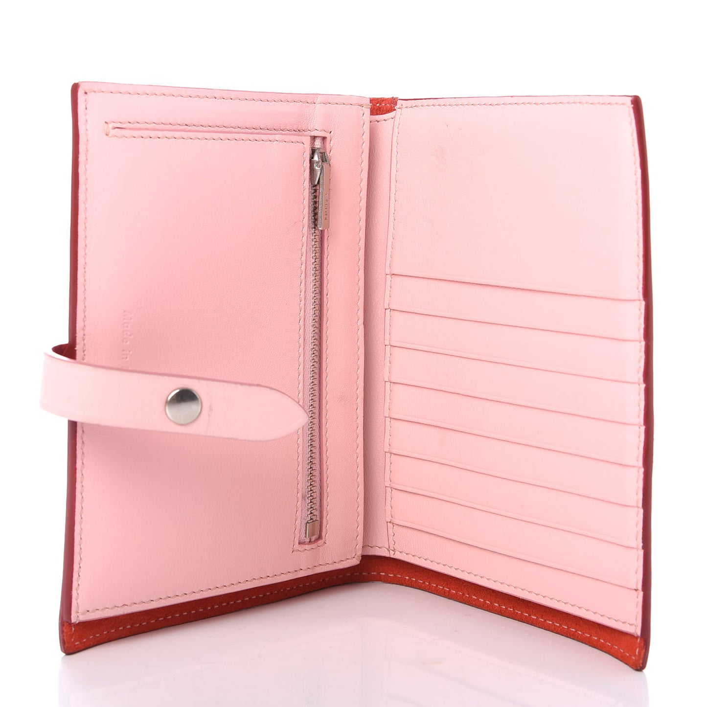 Grained Calfskin Medium Multifunction Strap Wallet Scarlet