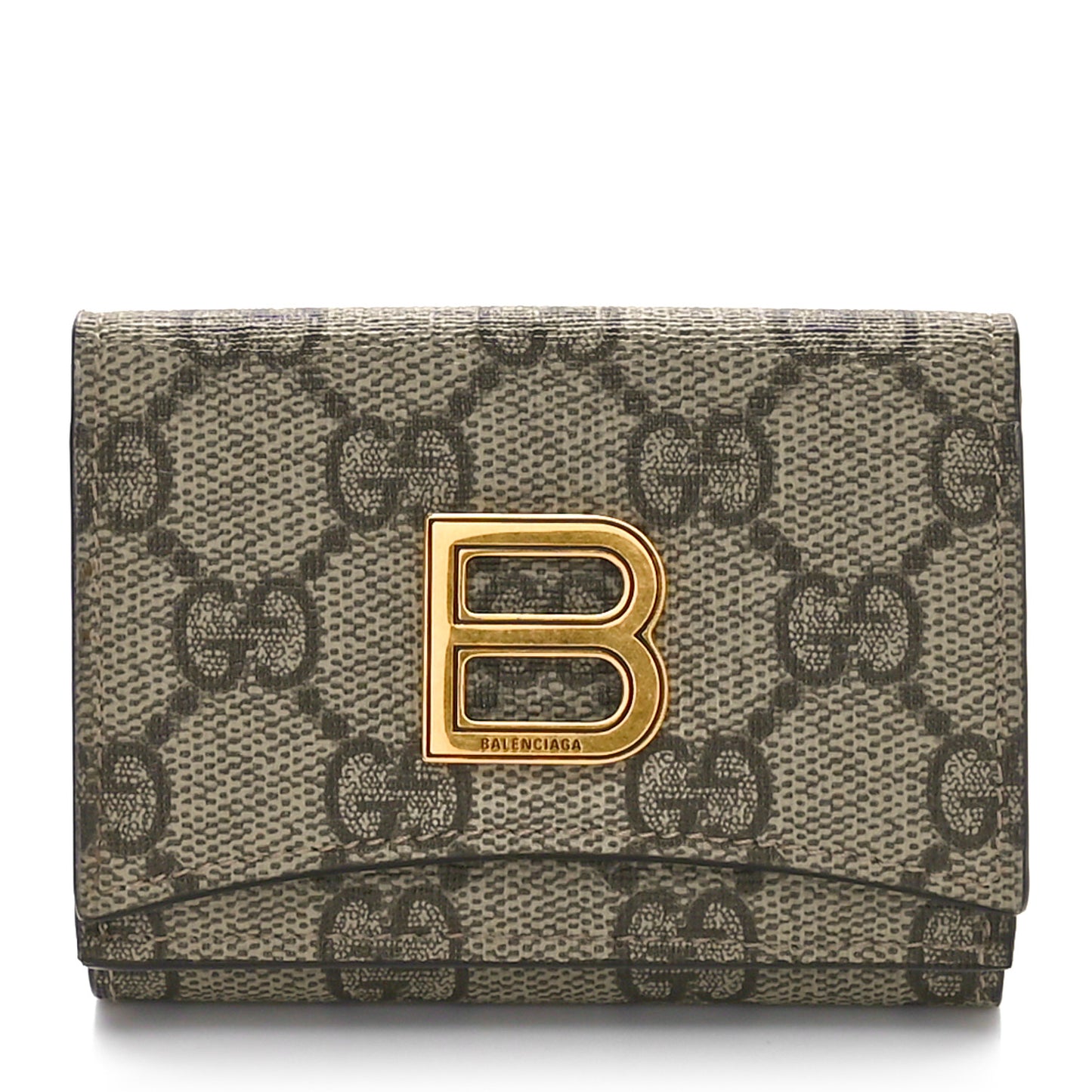 X BALENCIAGA GG Supreme Monogram Card Case Wallet Beige Ebony