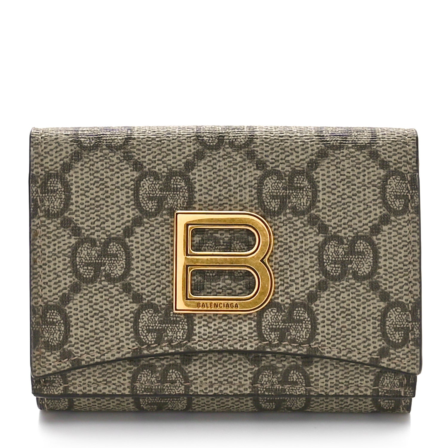 Gucci X BALENCIAGA GG Supreme Monogram Card Case Wallet Beige Ebony 1 of 7