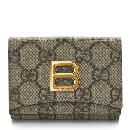 Gucci X BALENCIAGA GG Supreme Monogram Card Case Wallet Beige Ebony 1 of 7