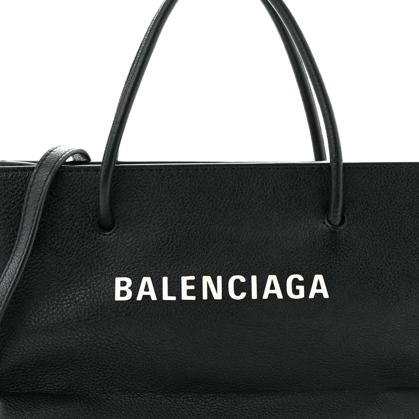 Calfskin Logo Shopping S Tote Black White