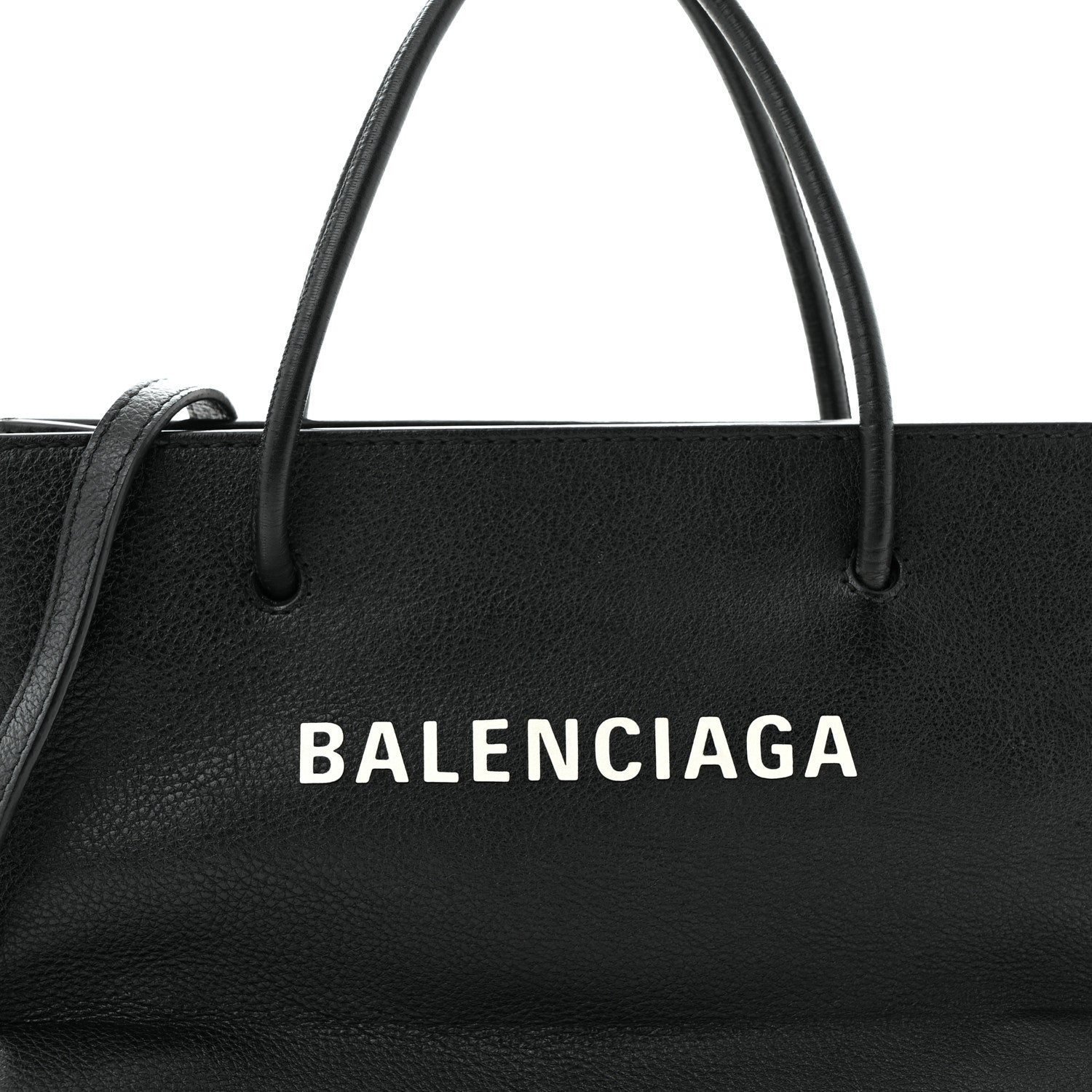 Balenciaga Calfskin Logo Shopping S Tote Black White 8 of 13