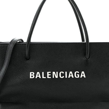 Balenciaga Calfskin Logo Shopping S Tote Black White 8 of 13
