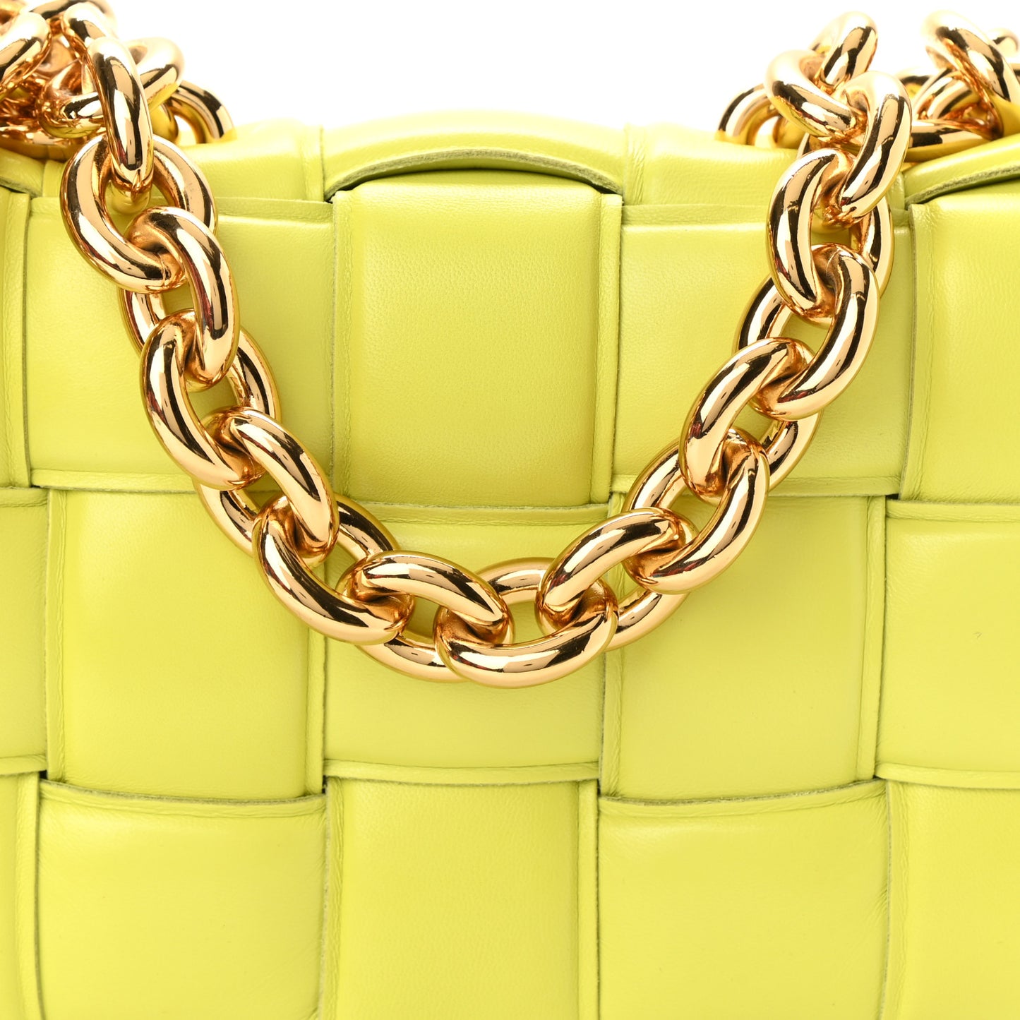 Lambskin Maxi Intreccio Padded Chain Cassette Crossbody Bag Seagrass