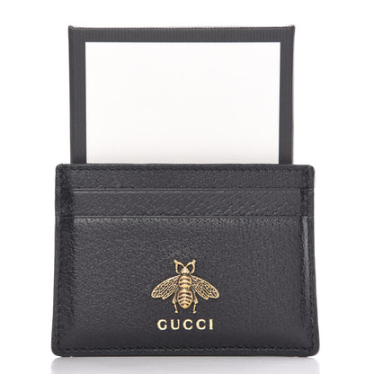 Gucci Pebbled Calfskin Animalier Card Holder Black 12 of 12