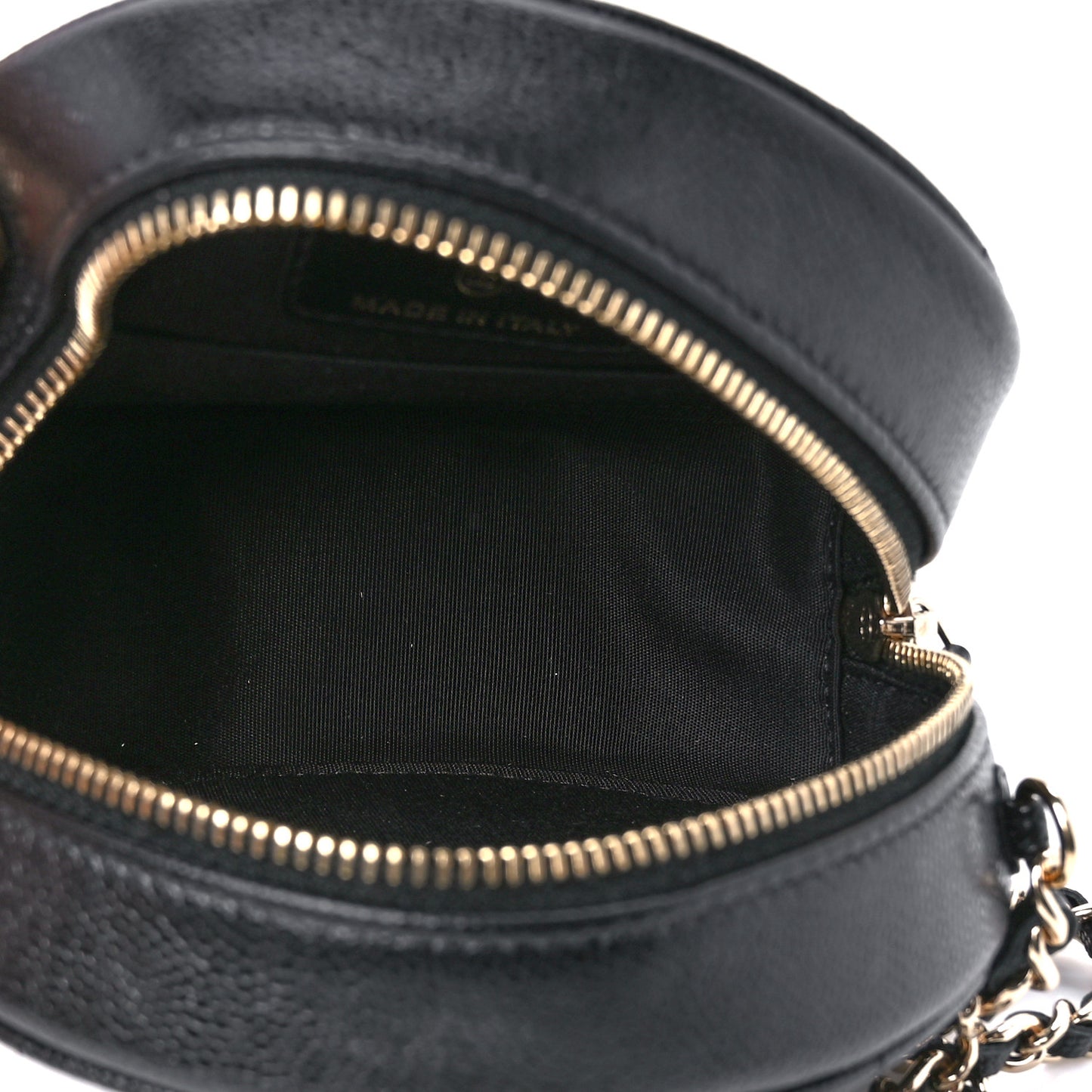 Caviar Quilted Gripoix CC Round Clutch With Chain Black