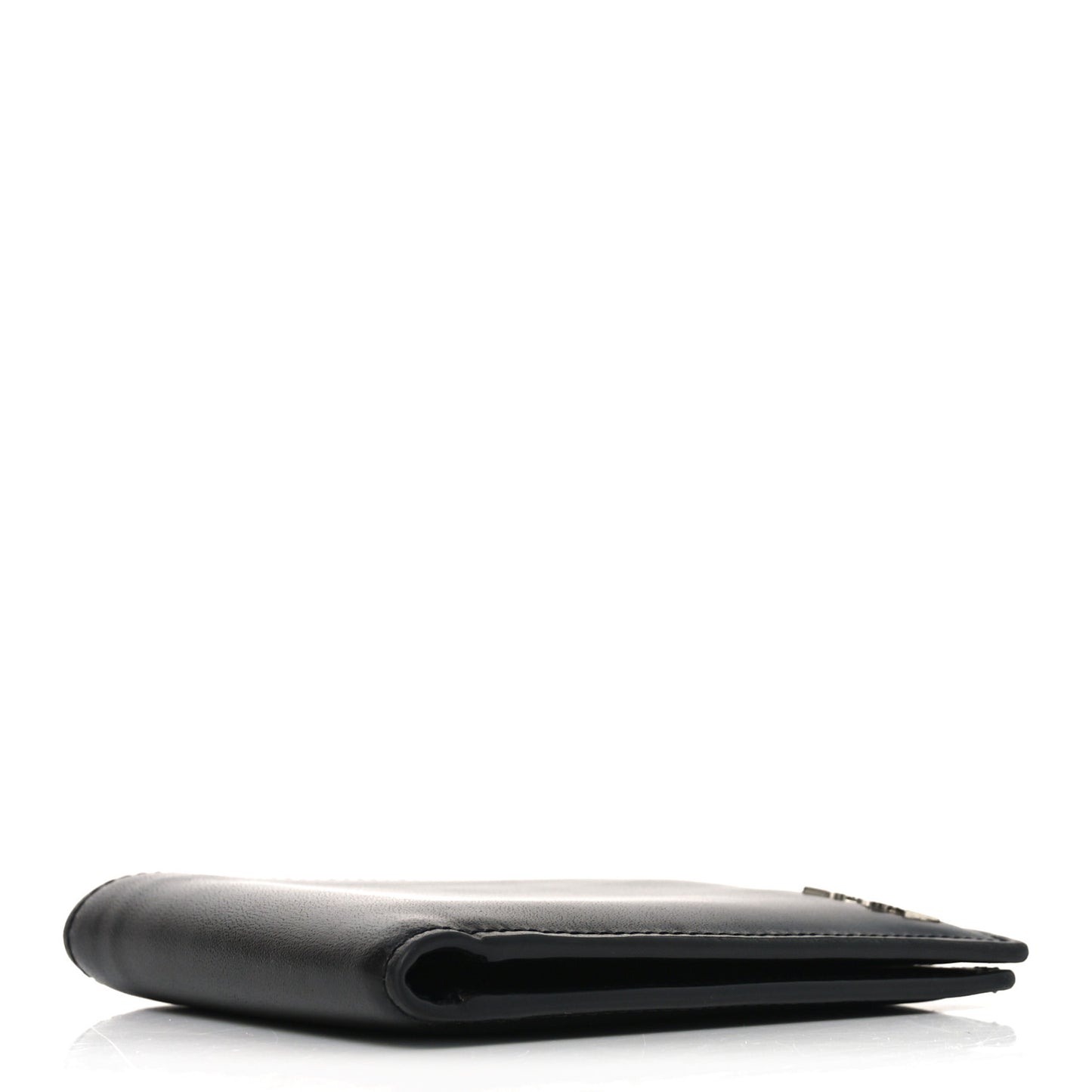 Matte Calfskin Tiny Cassandre East West Wallet Black