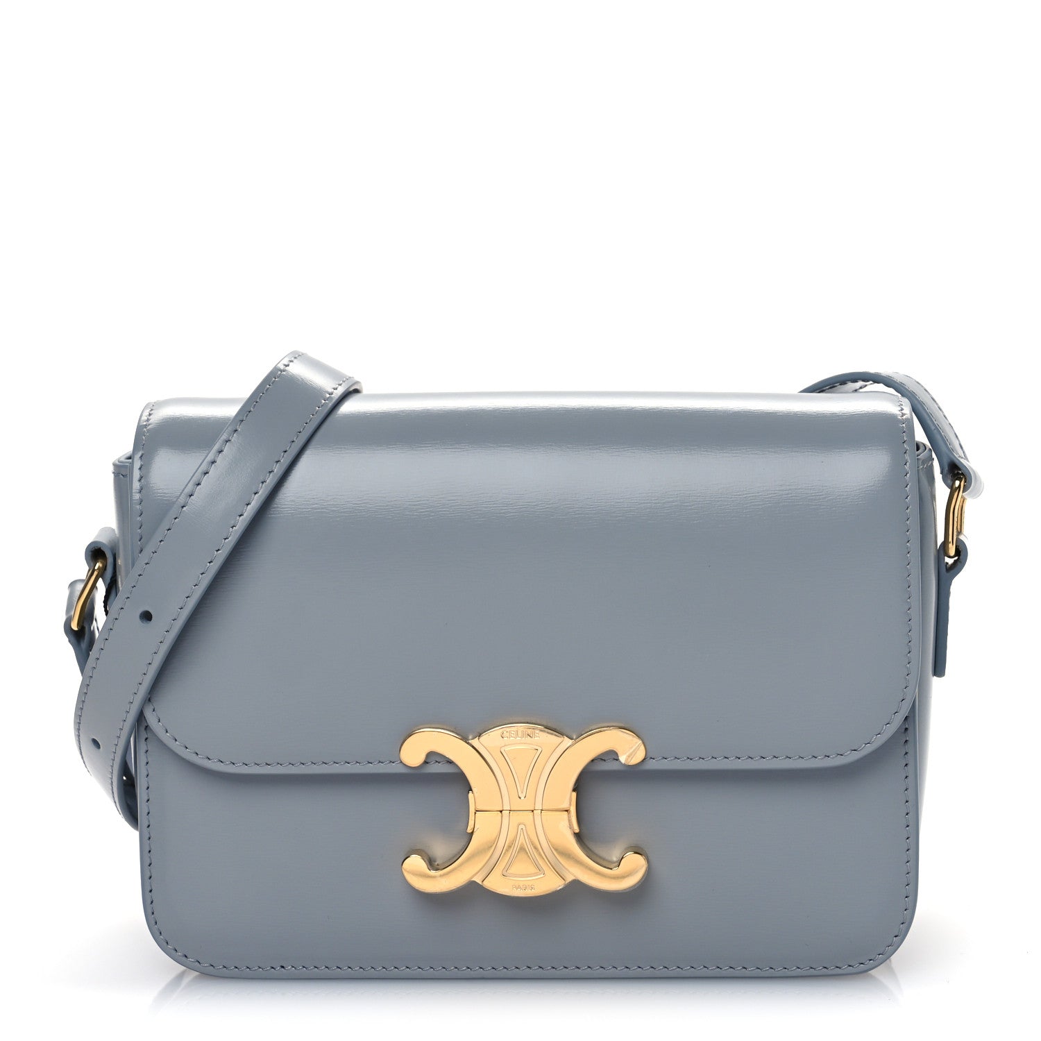 Celine Shiny Calfskin Teen Triomphe Pearl Blue 1 of 10
