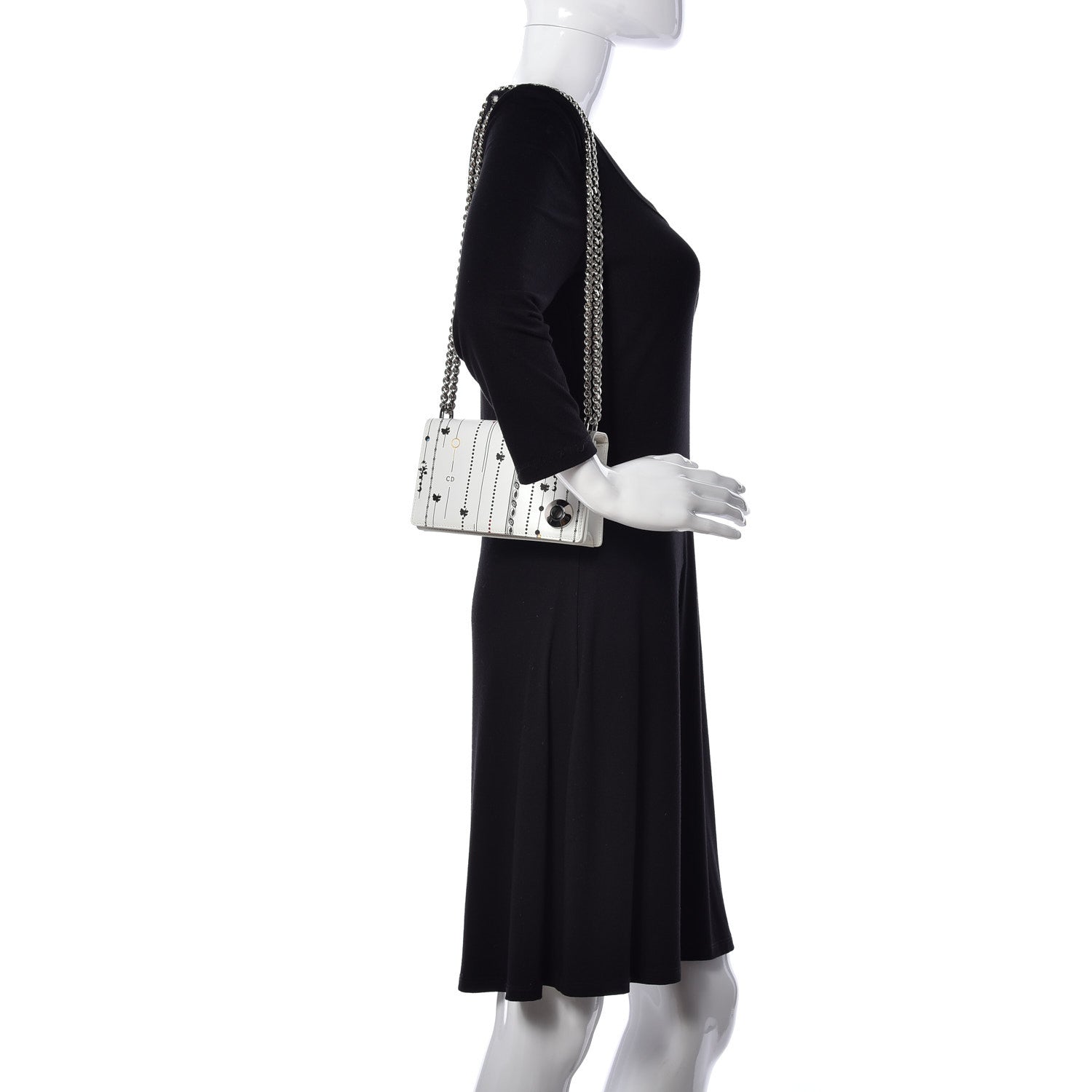 Christian Dior Calfskin Printed Medium Diorama Flap Bag White 2 of 10