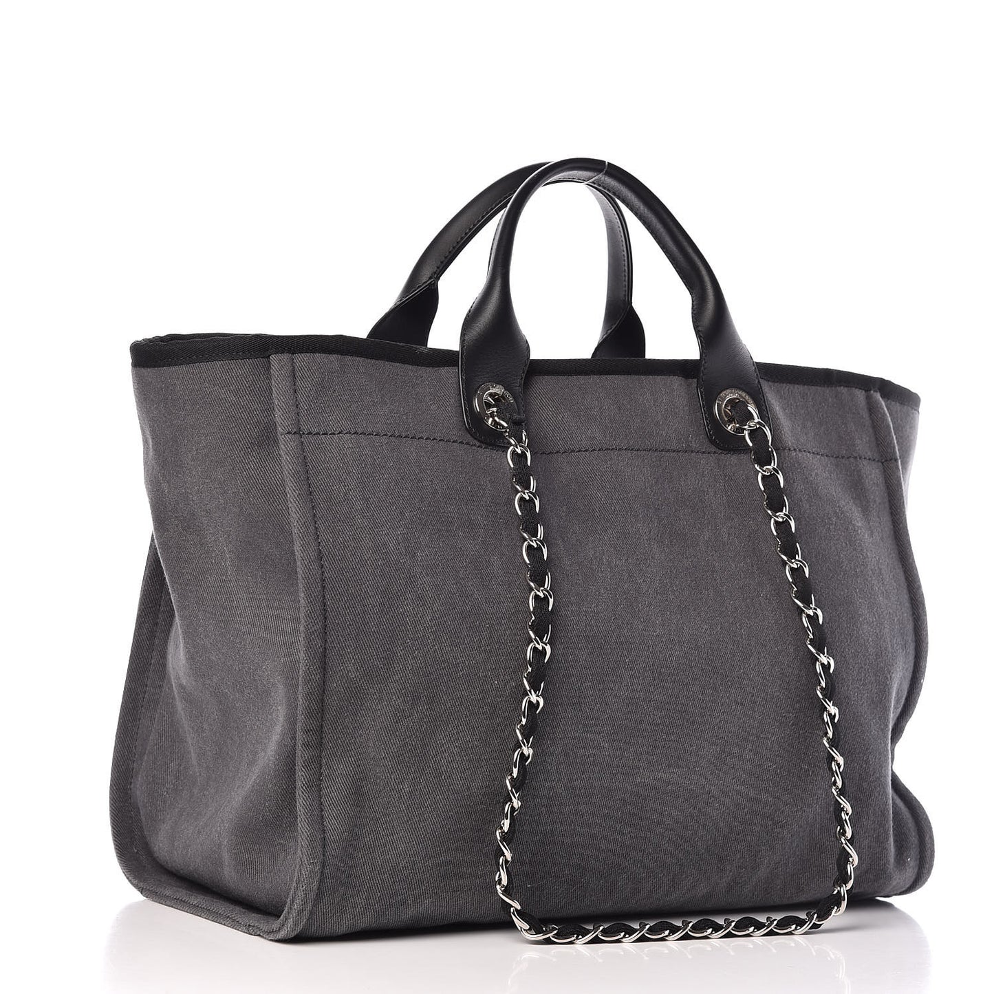 Canvas Sequin Large Deauville Tote Charcoal