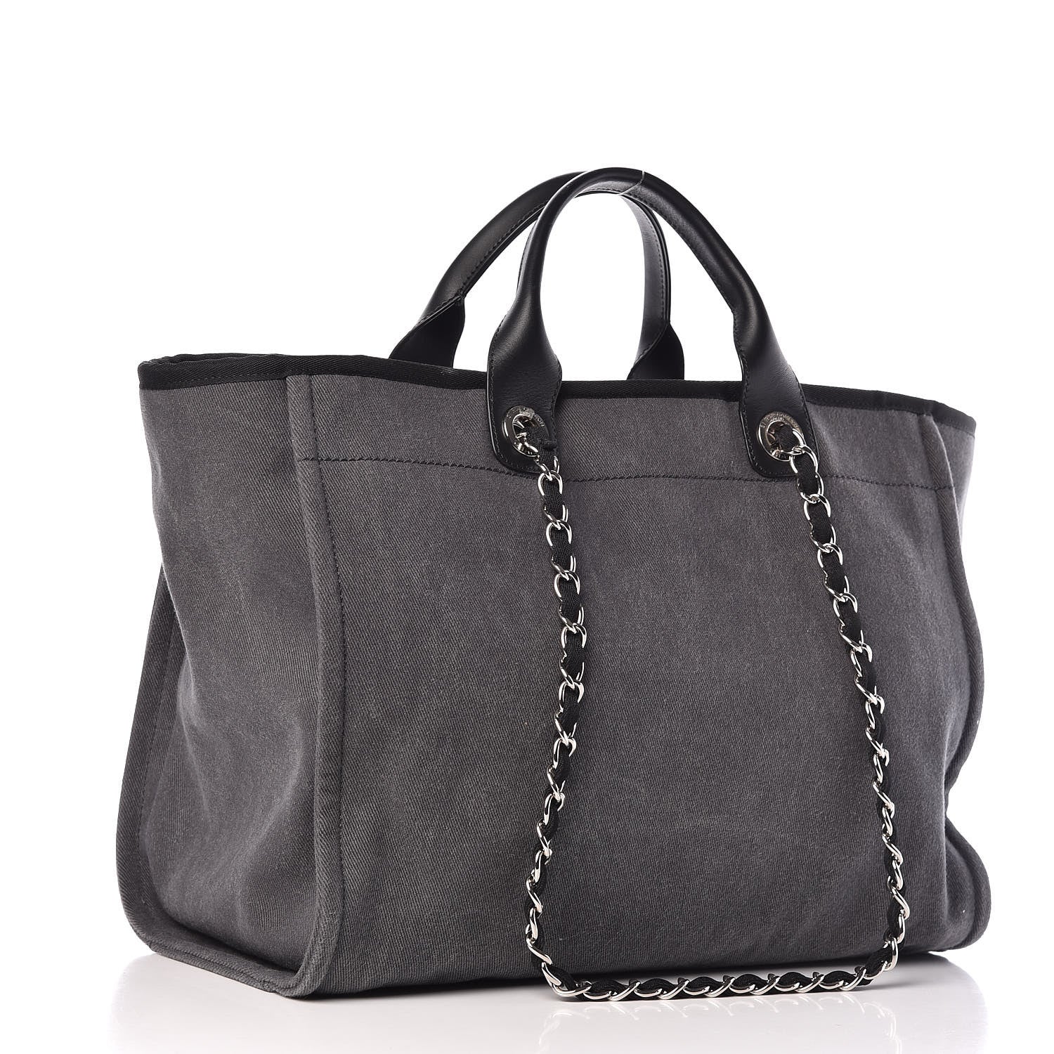 Chanel Canvas Sequin Large Deauville Tote Charcoal 3 of 9