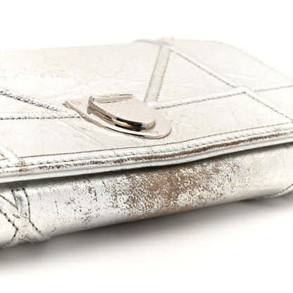 Christian Dior Metallic Crinkled Lambskin Diorama Croisiere Chain Wallet Silver 12 of 18