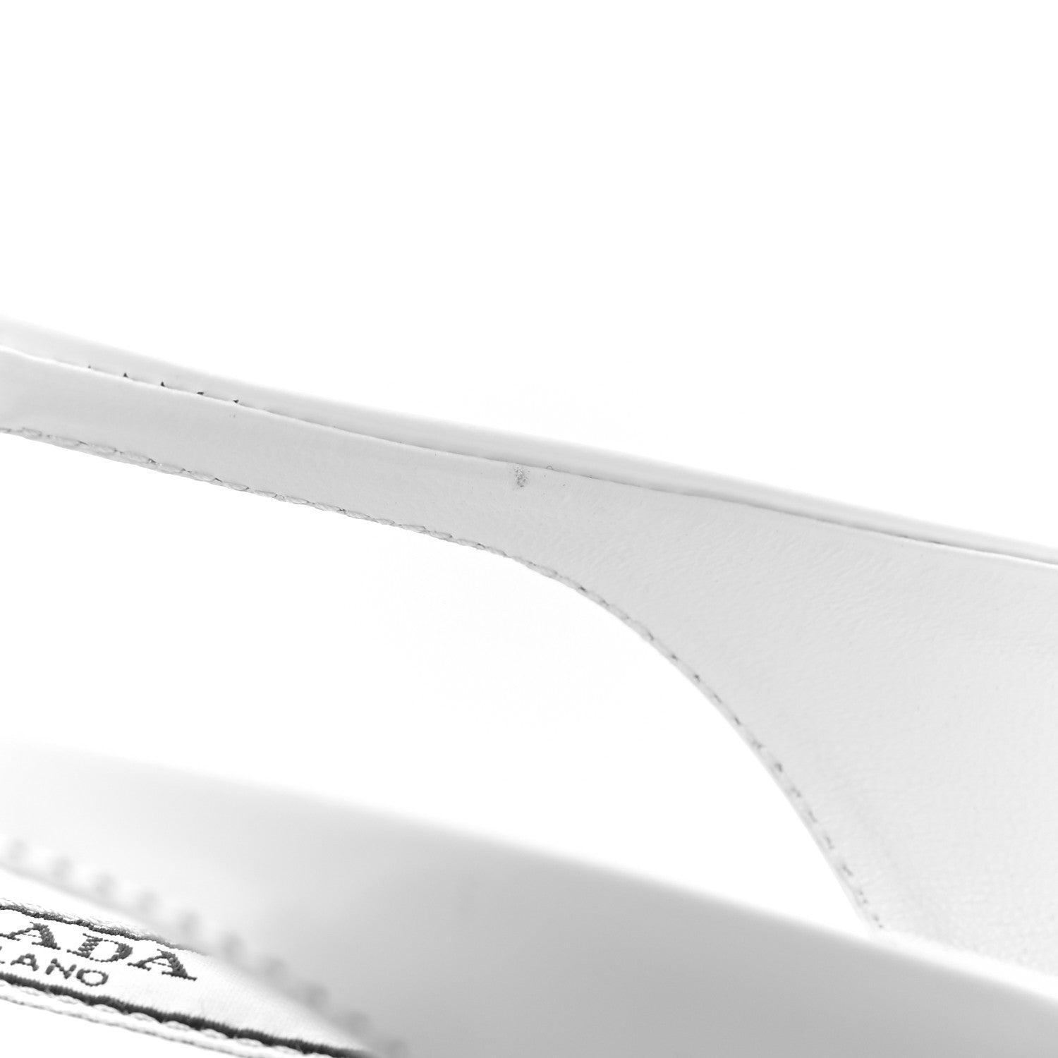 Prada Spazzolato Padded Triangle Logo Pointed Toe Slingback Flats 37.5 White 10 of 11