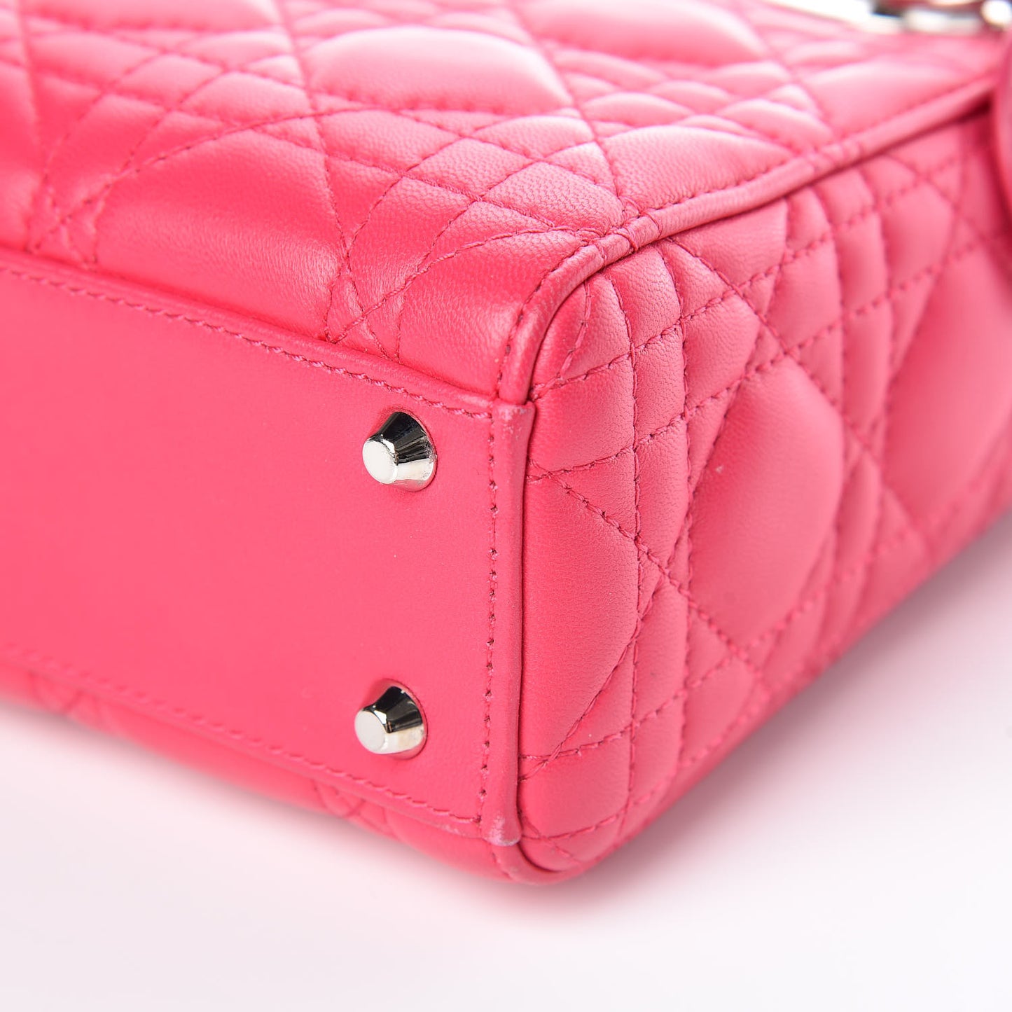 Lambskin Cannage Mini Lady Dior Fuchsia