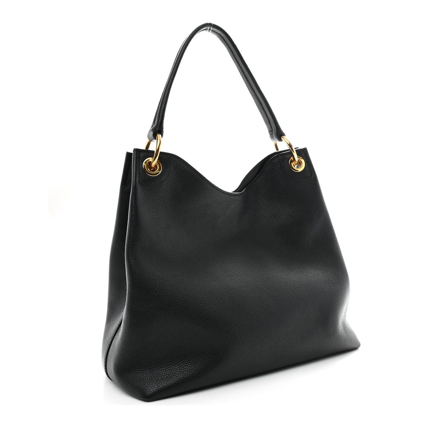 Vitello Phenix Embossed Logo Hobo Black