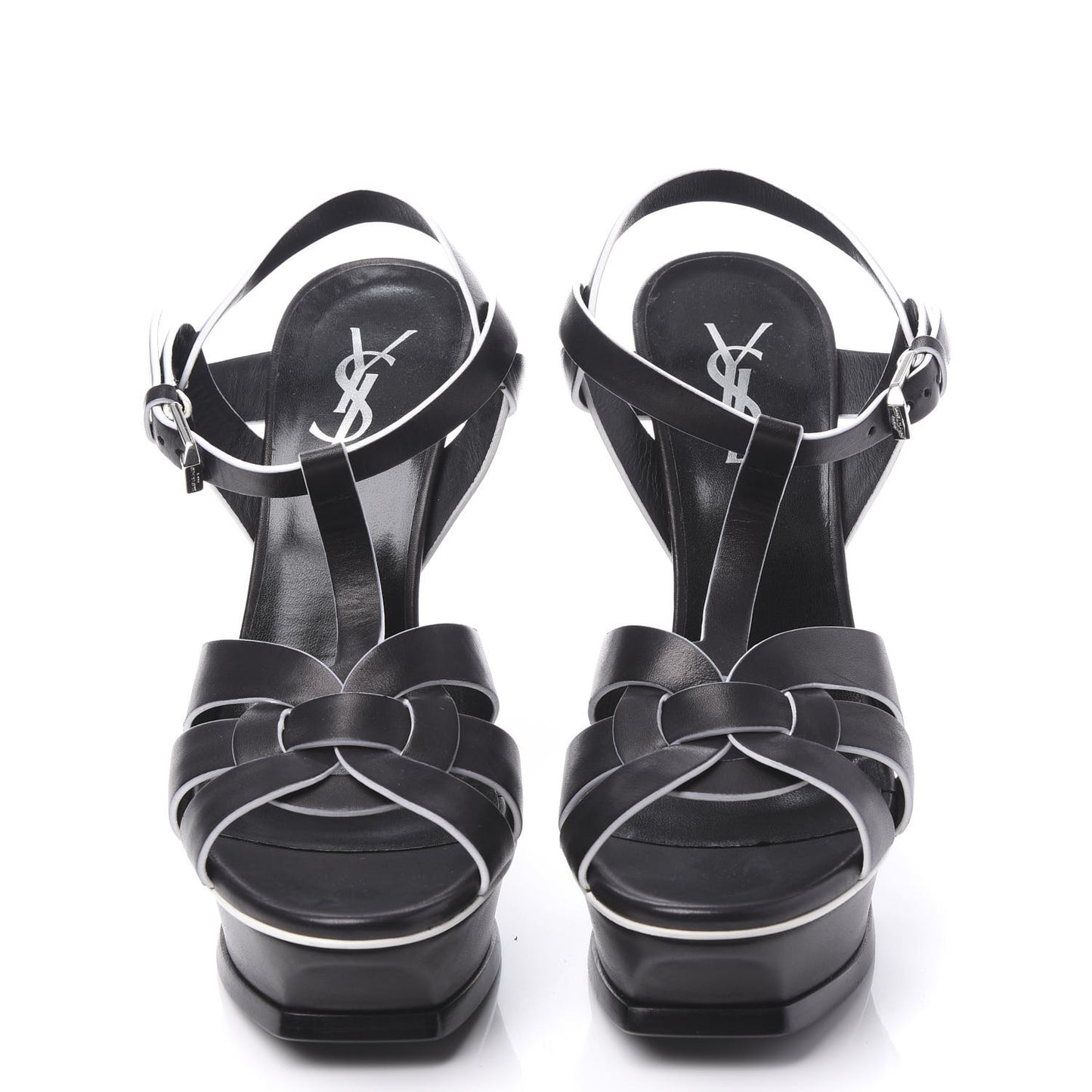 Calfskin Tribute 105 Platform Sandals 36.5 Black White