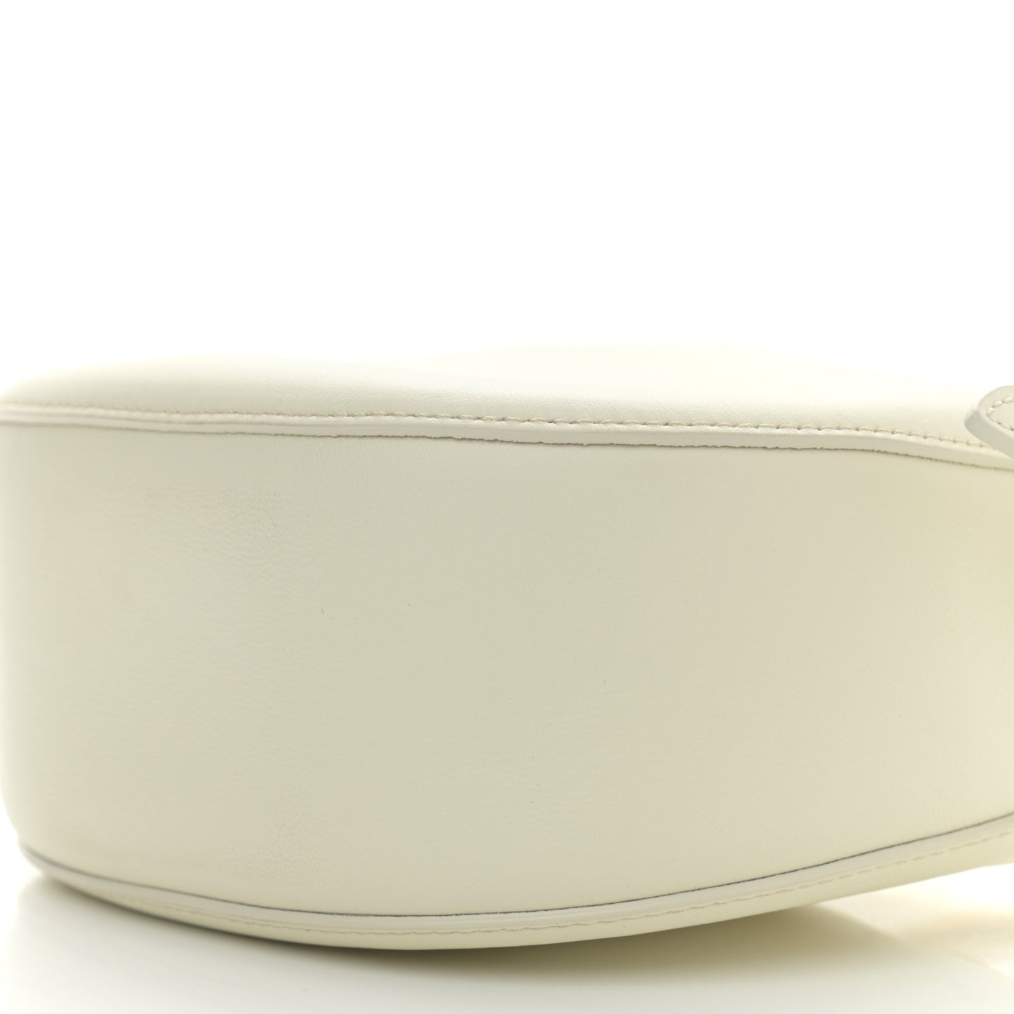 Small Grain Calfskin Kiss Bag Natural White