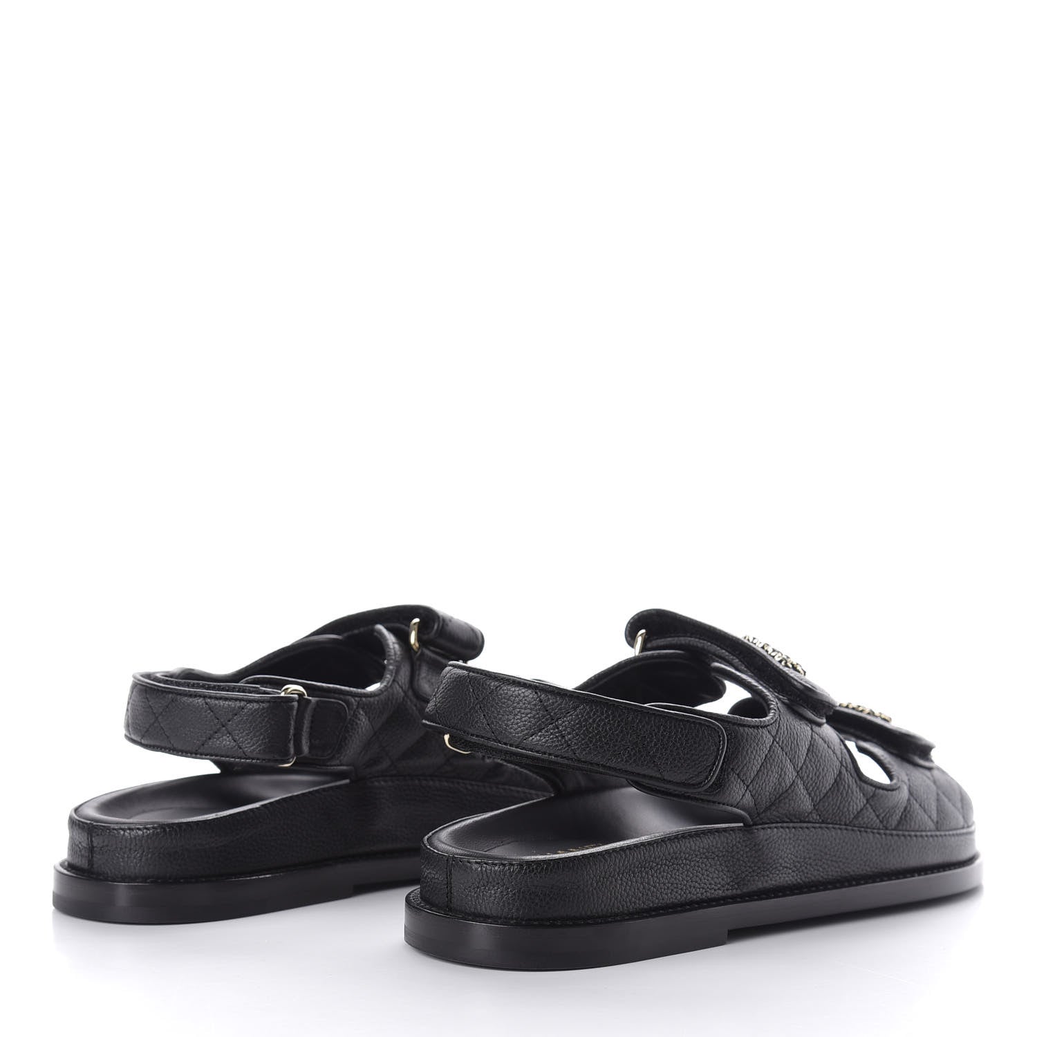 Chanel Grained Calfskin Velcro Dad Sandals 36.5 Black 4 of 10