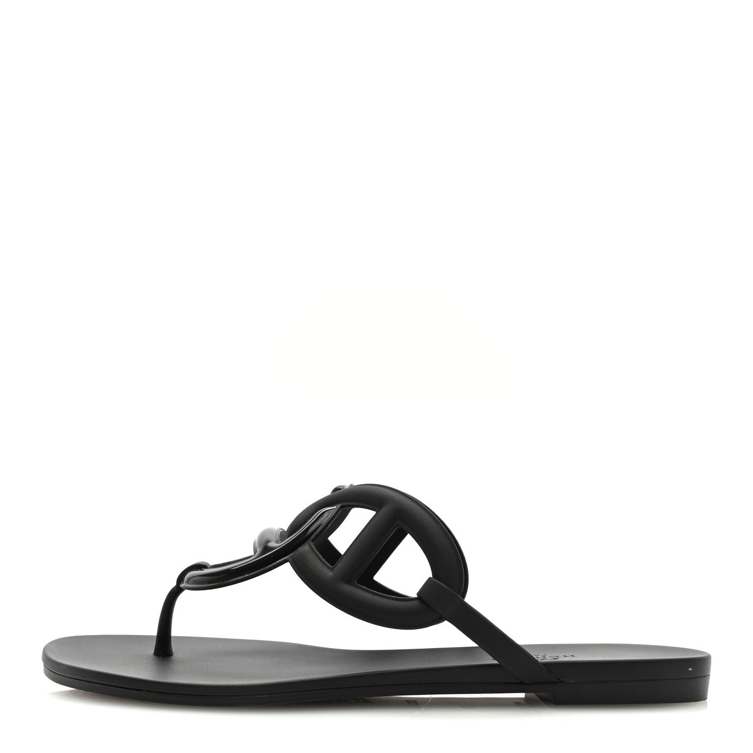 Hermes Rubber Womens Egerie Sandals 37 Black 1 of 8