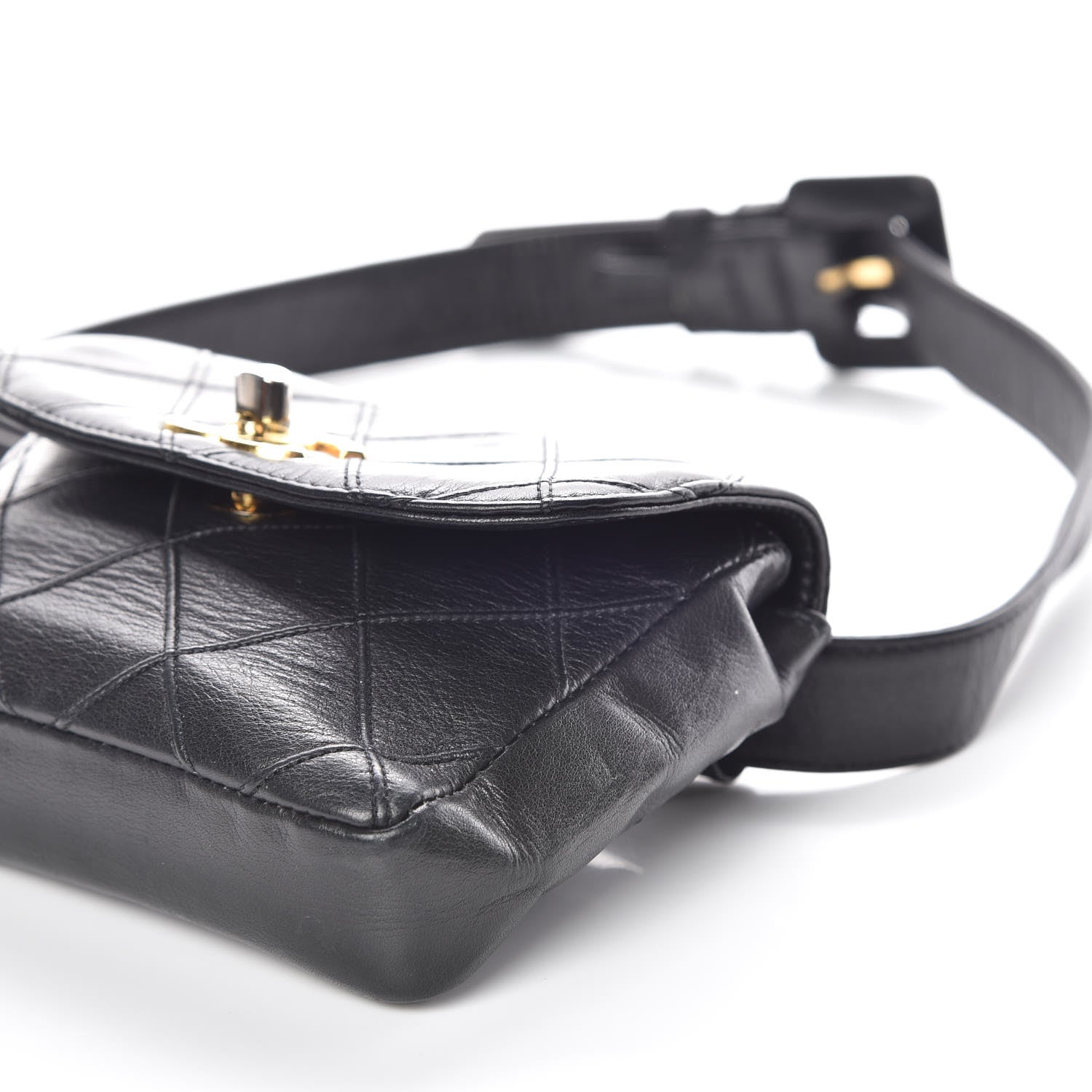 Chanel Lambskin Diamond Stitched Flap Waist Belt Bag 70 28 Black 6 of 12