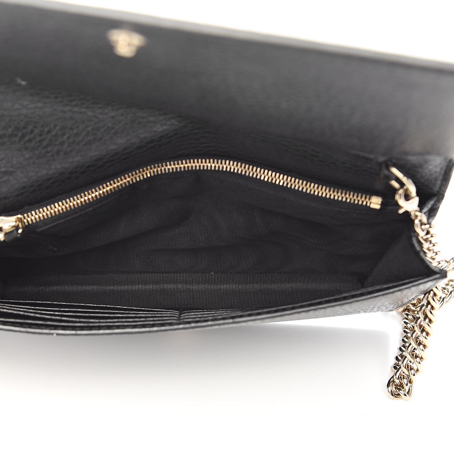 Dollar Calfskin Medium Betty Chain Wallet Black