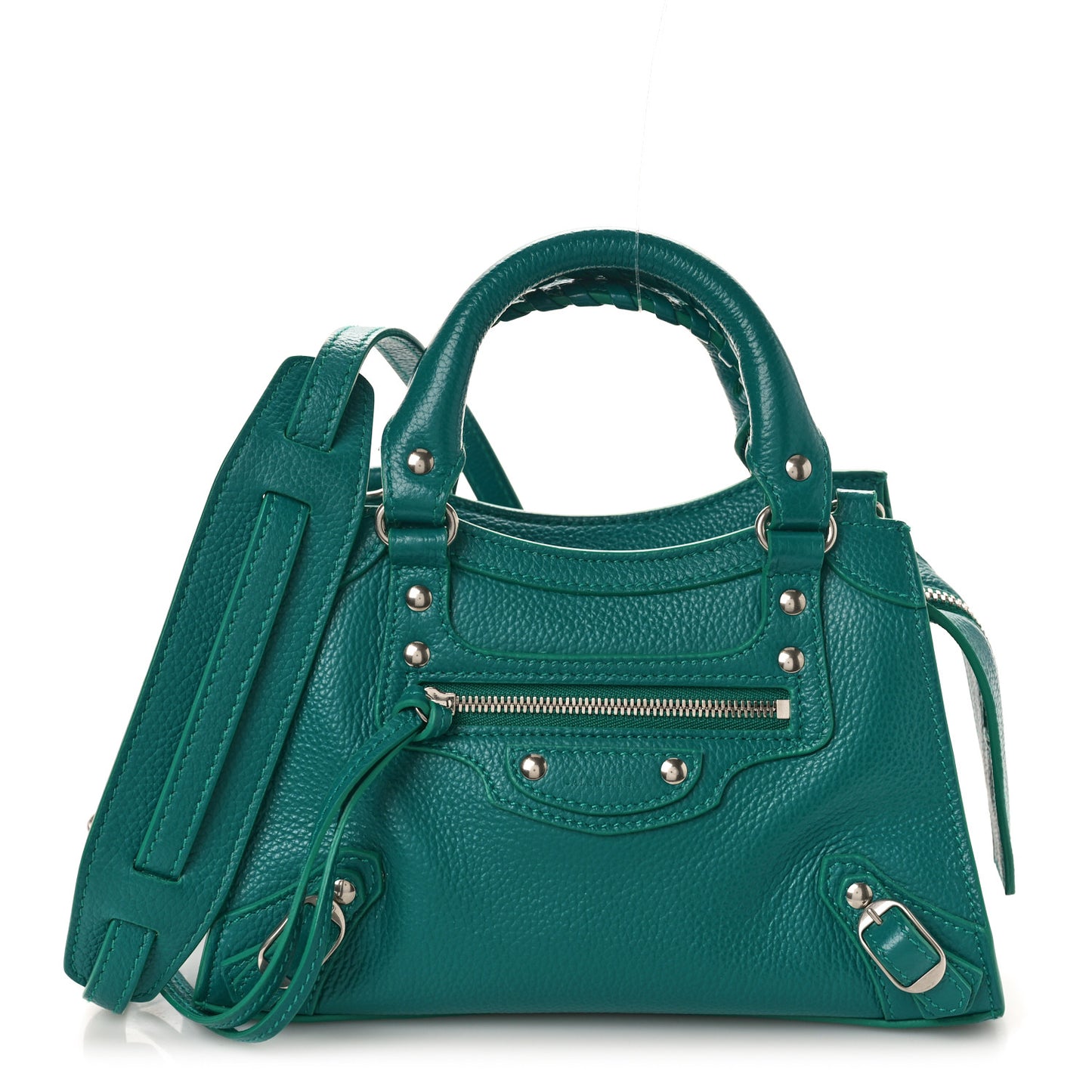 Grained Calfskin Neo Classic Silver Hardware Mini City Jade