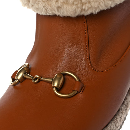 Gucci Calfskin Wool Womens Fria Horsebit Ankle Boots 38 New Caramel Butterscotch 8 of 10