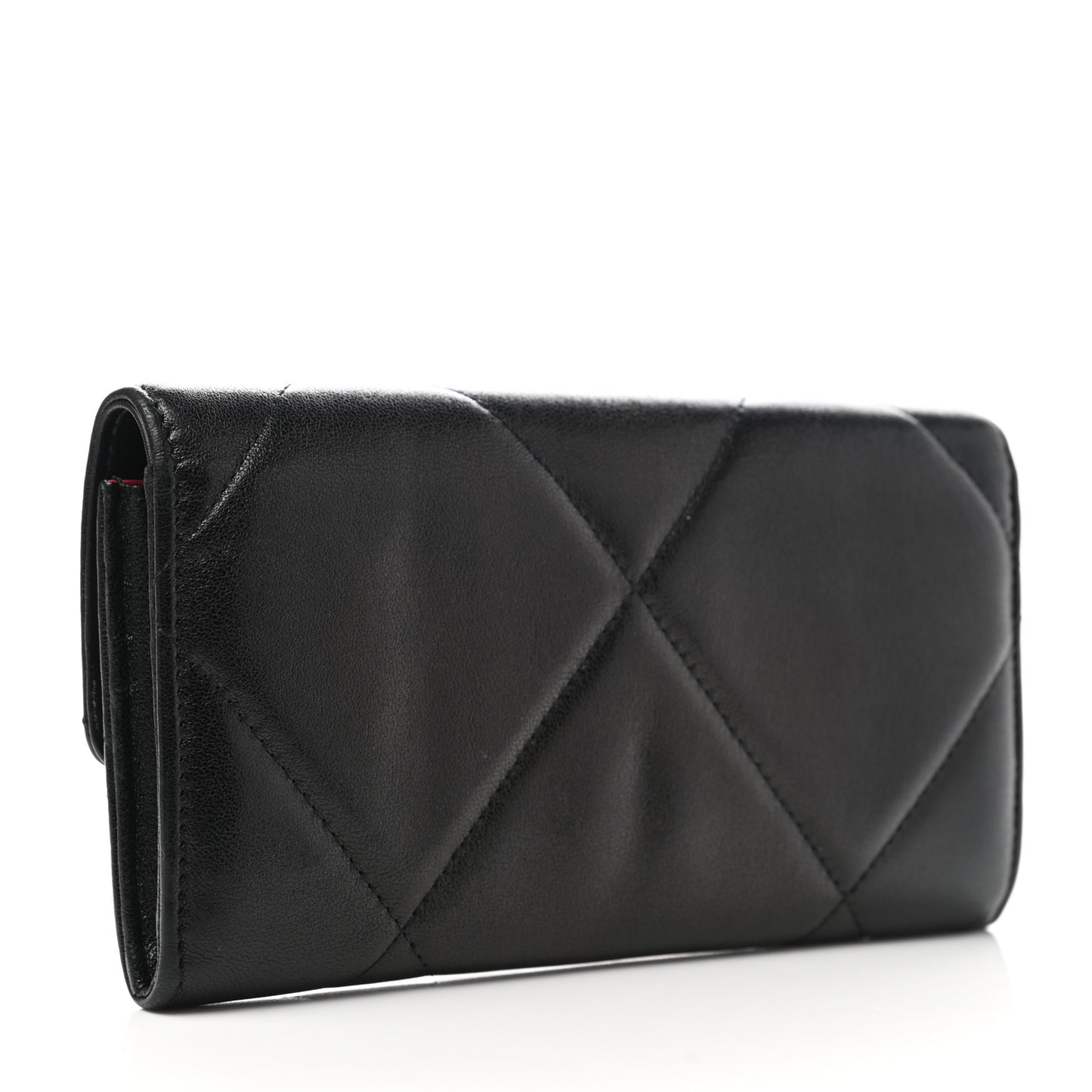 Lambskin Quilted Chanel 19 Flap Wallet Black