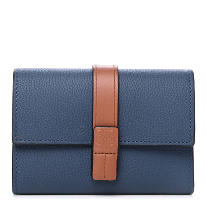 Loewe Grained Calfskin Small Vertical Wallet Steel Blue Tan 1 of 4
