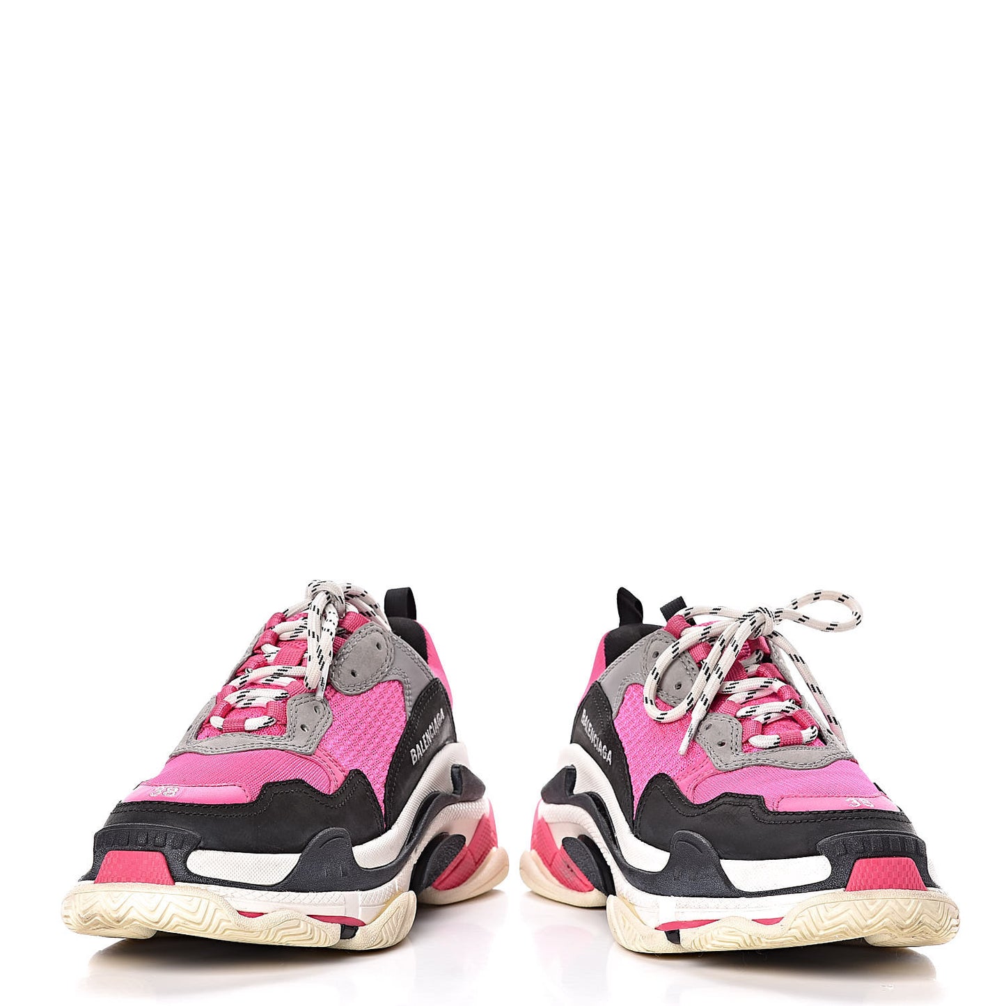 Fabric Mesh Womens Triple S Sneakers 38 Fluo Pink Grey White