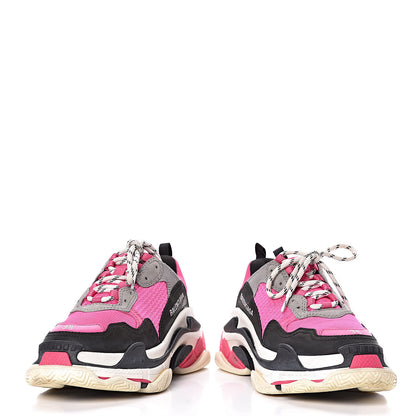 Balenciaga Fabric Mesh Womens Triple S Sneakers 38 Fluo Pink Grey White 6 of 10