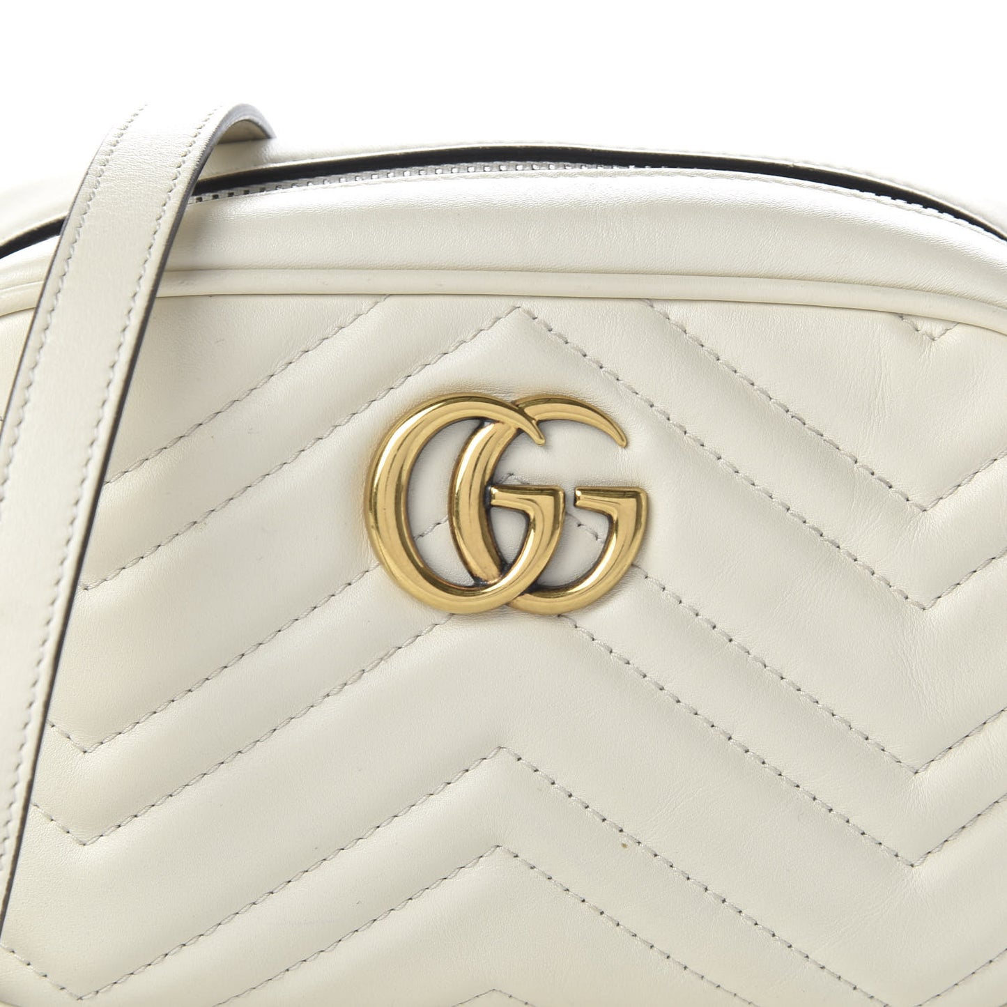 Calfskin Matelasse Mini GG Marmont Chain Shoulder Bag White