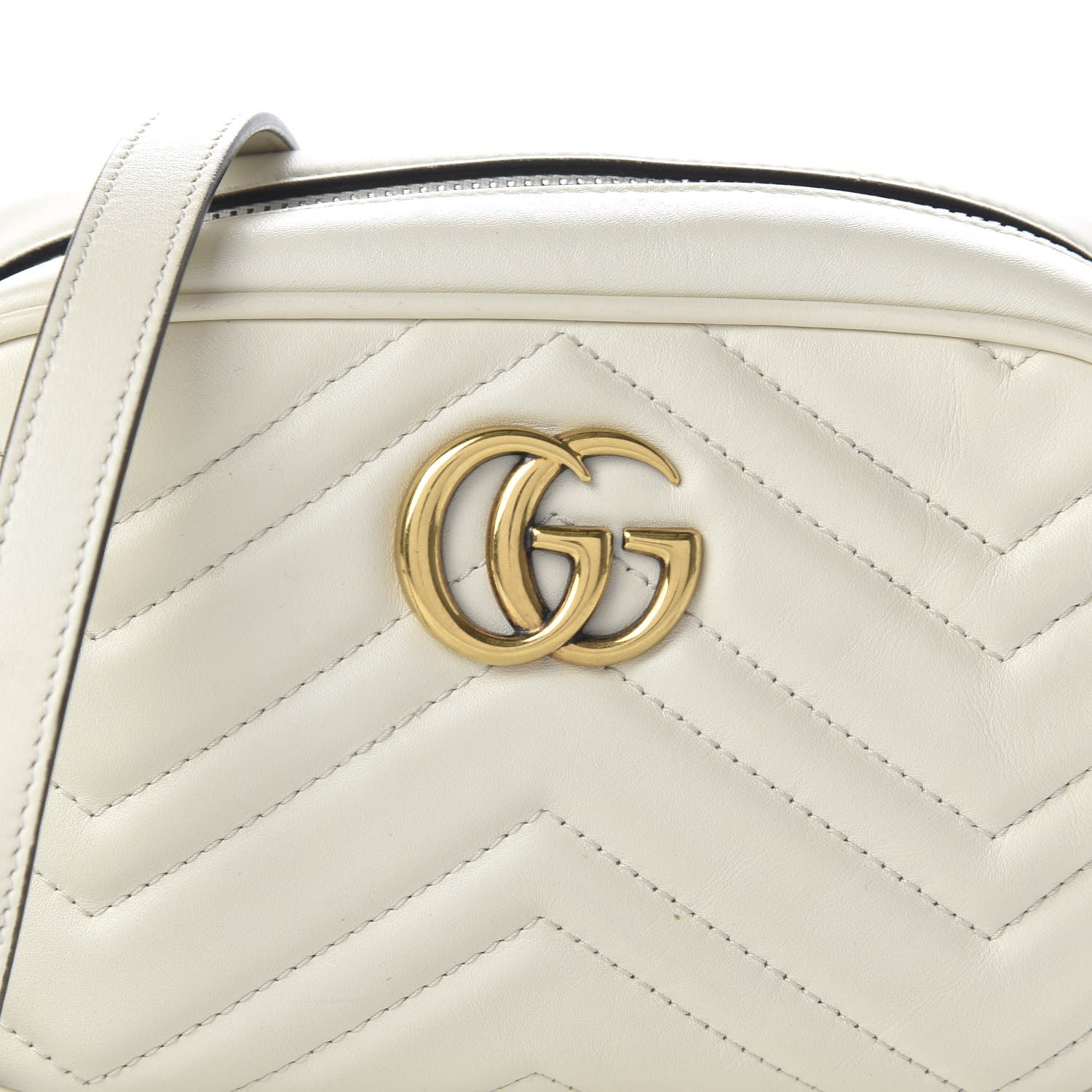 Gucci Calfskin Matelasse Mini GG Marmont Chain Shoulder Bag White 10 of 11