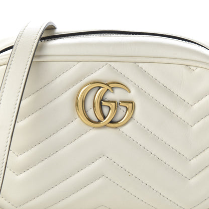 Gucci Calfskin Matelasse Mini GG Marmont Chain Shoulder Bag White 10 of 11