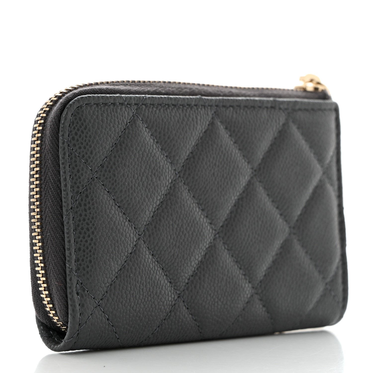 Chanel Caviar Quilted Zipped Key Holder Case Dark Gray 3 of 8