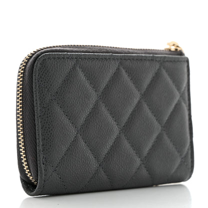 Chanel Caviar Quilted Zipped Key Holder Case Dark Gray 3 of 8