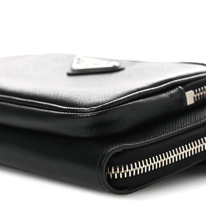 Prada Saffiano Travel Double Zip Crossbody Belt Bag Black 10 of 10