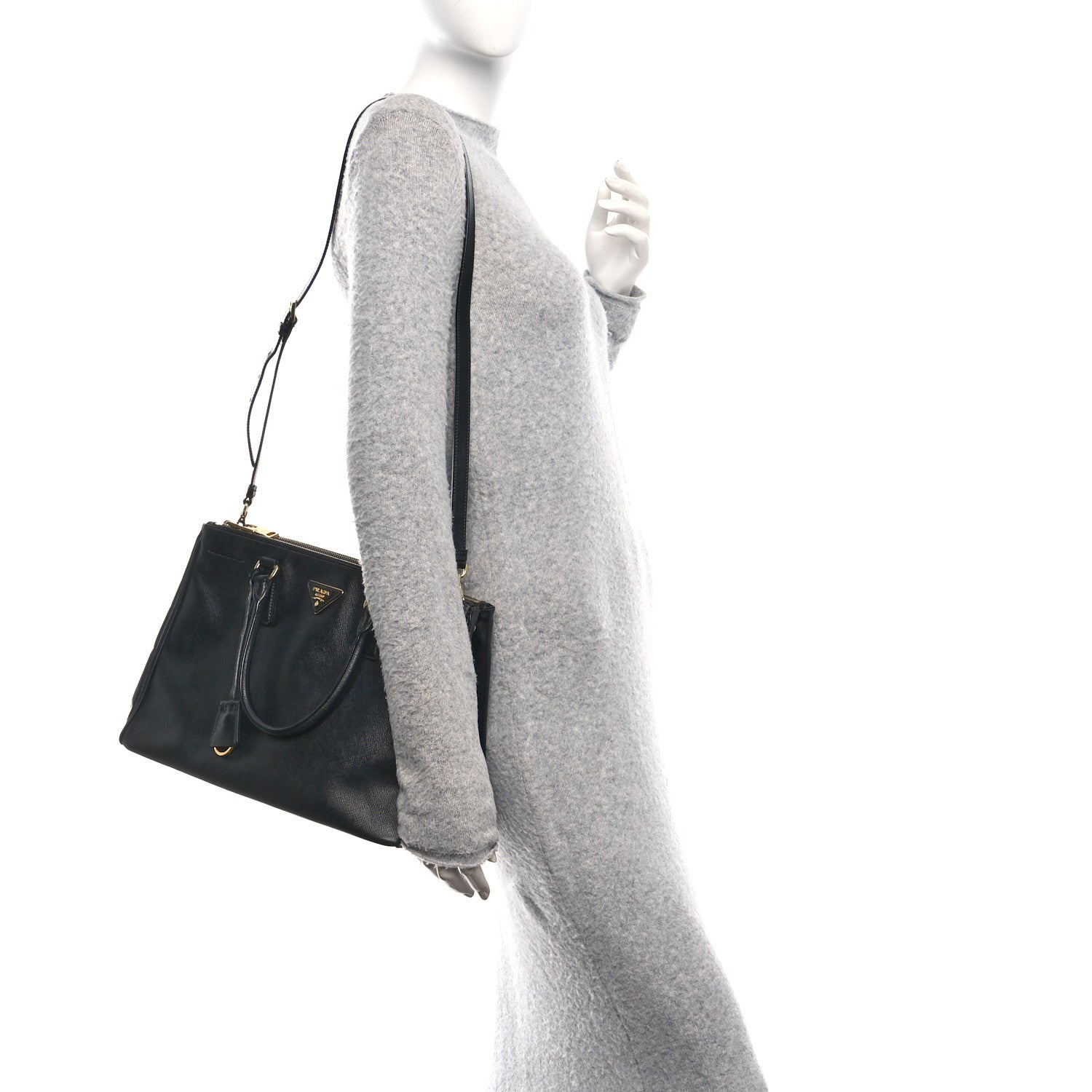 Prada Saffiano Lux Medium Galleria Double Zip Black 2 of 12