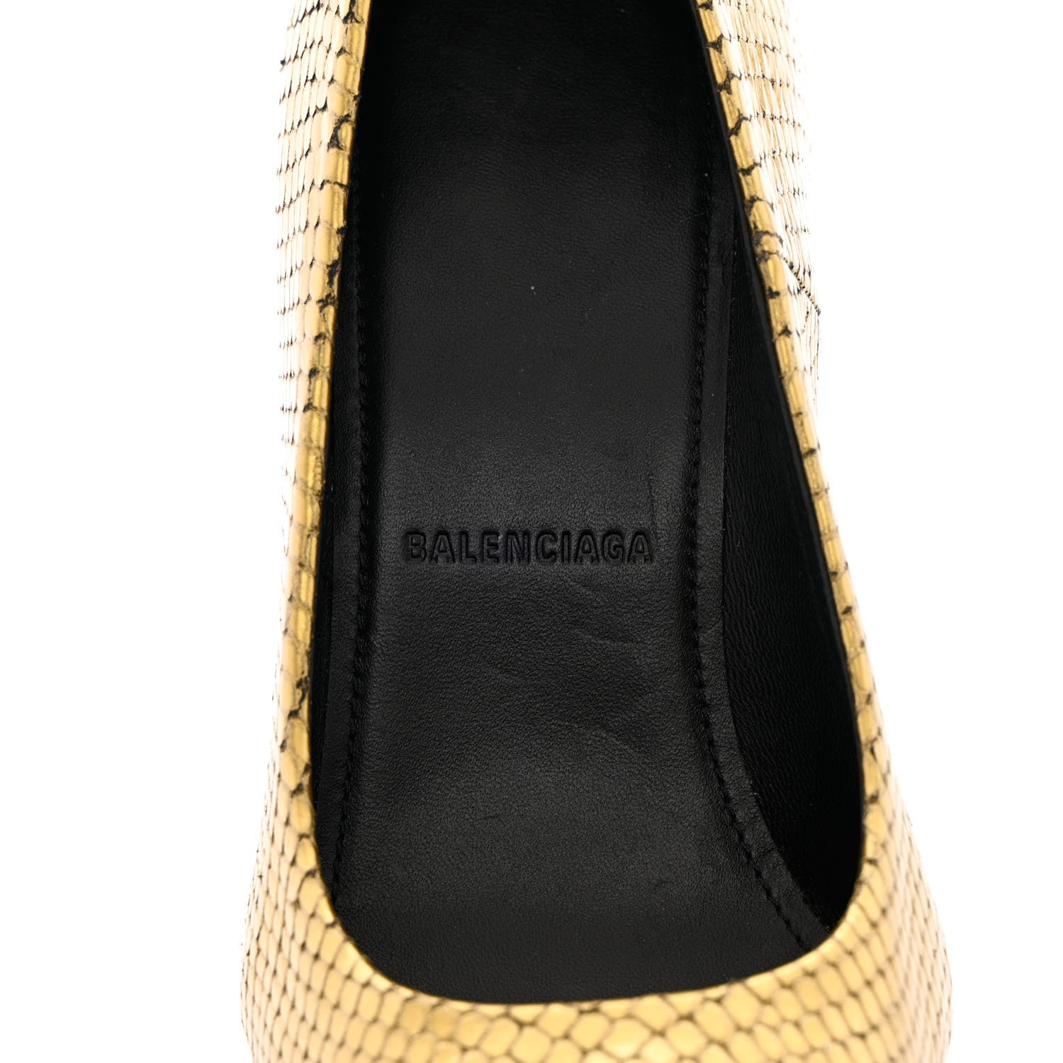 Balenciaga Metallic Calfskin Snakeskin Embossed Essex 110mm Pumps 36 Gold 7 of 11