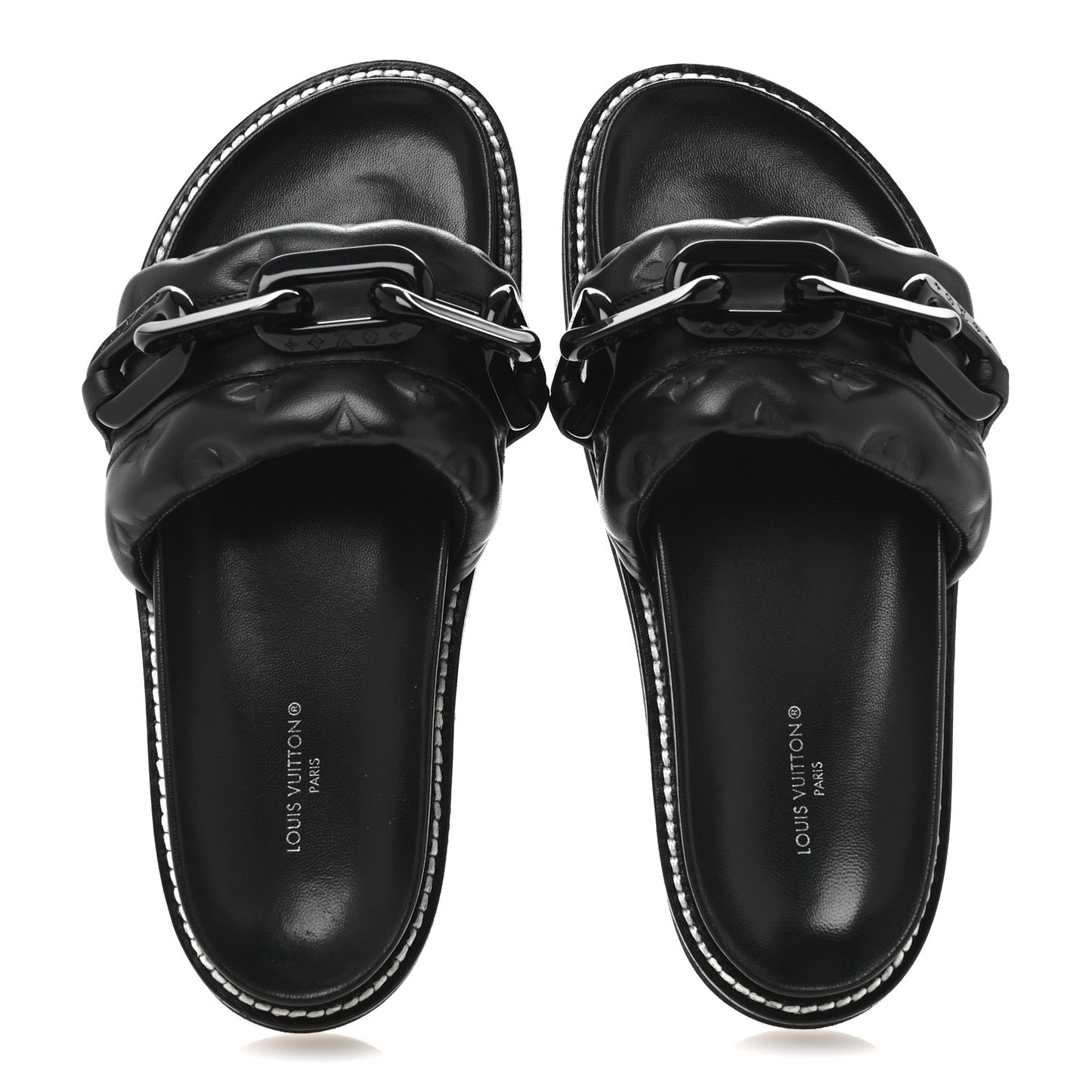 Calfskin Embossed Monogram Sunset Flat Comfort Mule 37 Black